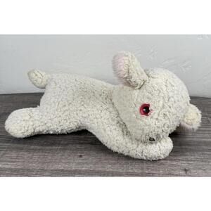 Vintage Wind Up Lamb Plush Toy Red Eyes Works Possible Dollcraft Industries